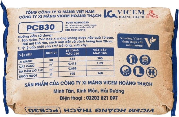 Xi măng Hoàng Thạch PCB30 mặt sau